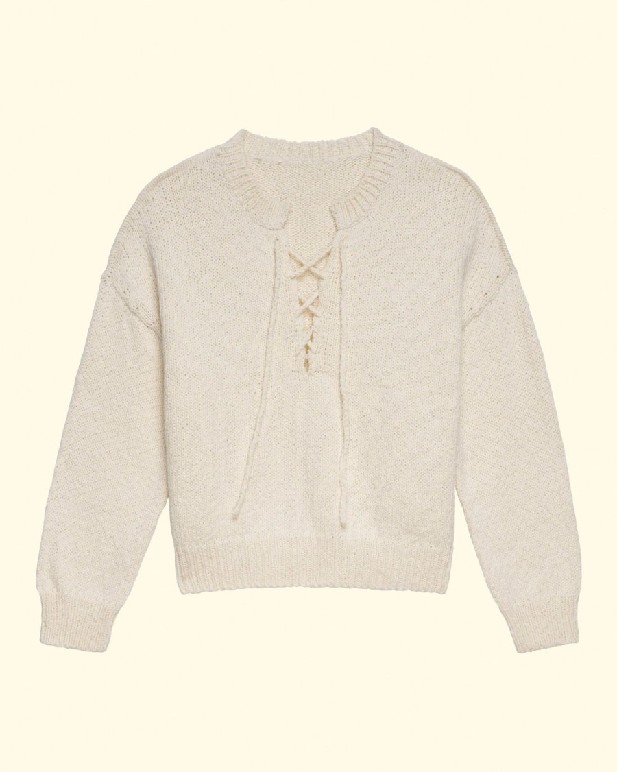 Women The Great Sweaters & Cardigans | The Lace Up Pullover|Bone