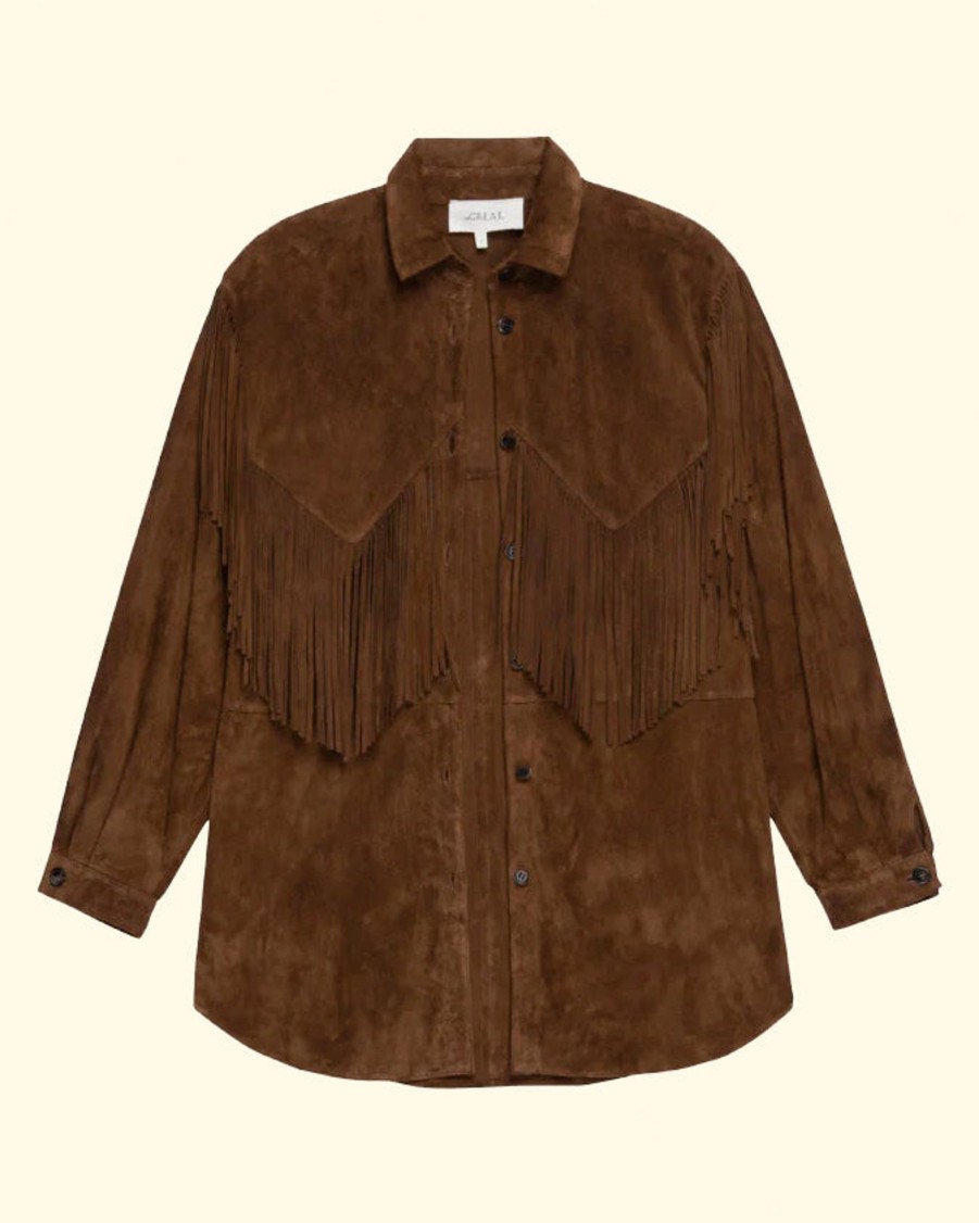 Women The Great Jackets | The Suede Fringe Shirt Jacket