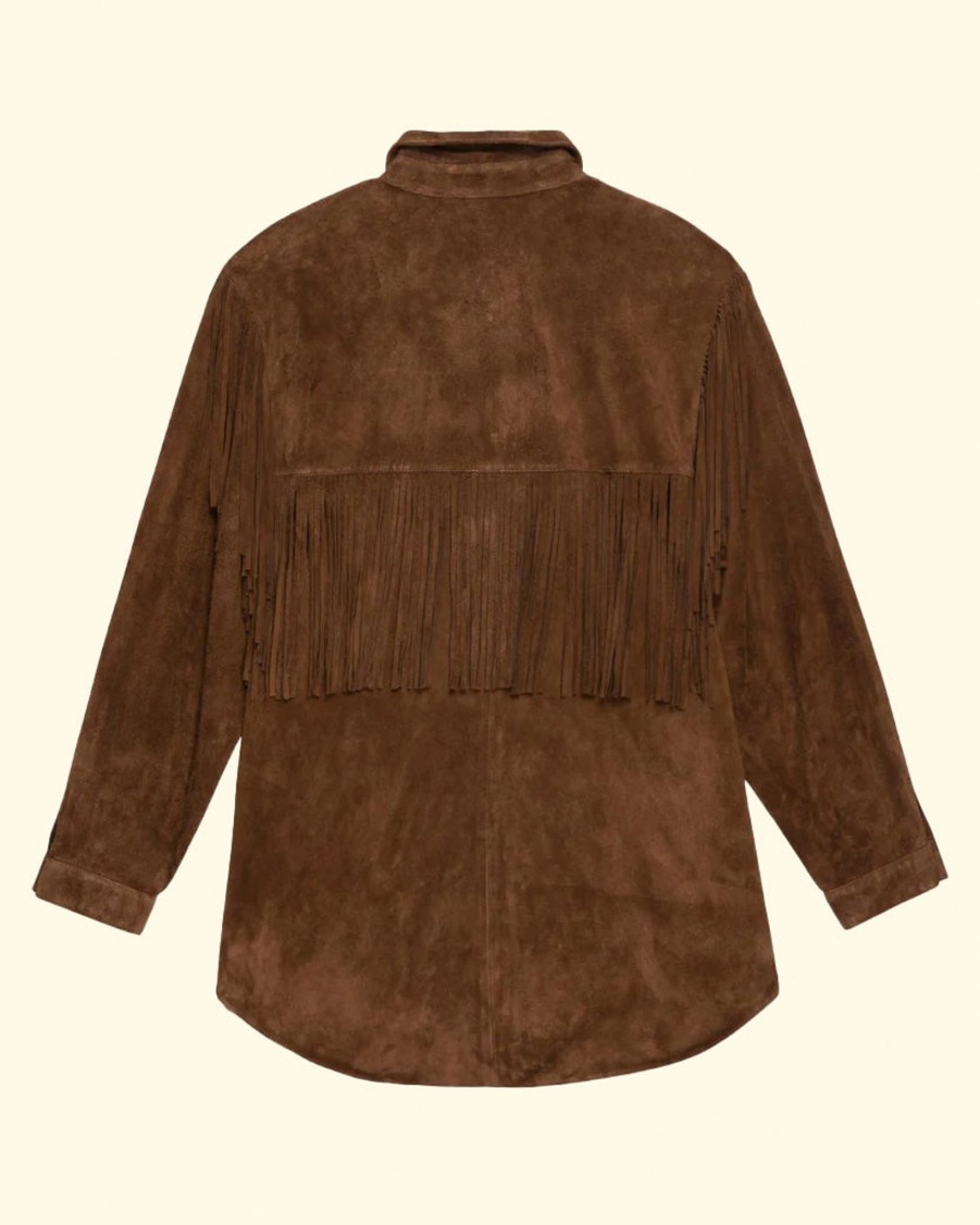 Women The Great Jackets | The Suede Fringe Shirt Jacket