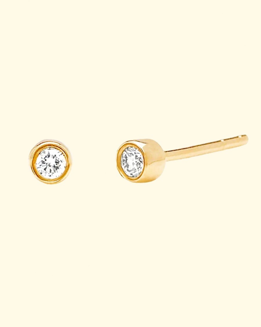 Accessories EF Collection Earrings | 14Ky Diamond Bezel Stud Earring|Yellow Gold