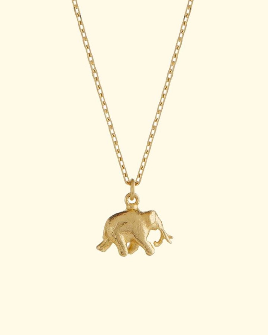 Accessories Alex Monroe Necklaces | Teeny Tiny Elephant Necklace/18Ct Yellow Gold