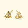 Accessories Diana Mitchell Earrings | Pave Pyramid Studs|18K Gold