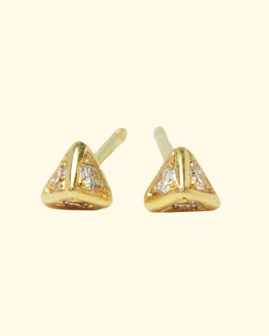 Accessories Diana Mitchell Earrings | Pave Pyramid Studs|18K Gold